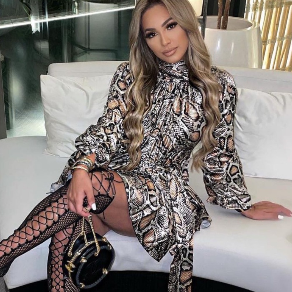 Leopard silk flowing dress